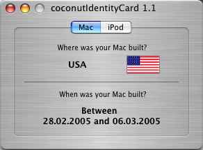 Geburtsurkunde f�r den Mac -coconutIdentityCard 