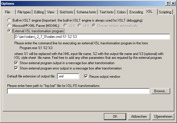 XSL-T Xalan in XMLSpy konfigurieren